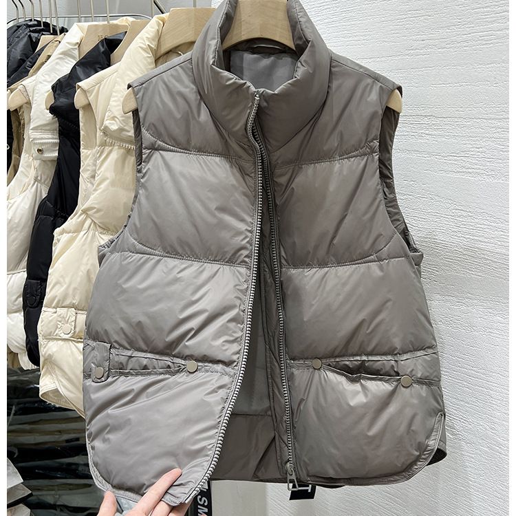 Damenbekleidung Herbst heißer Stil Stehkragen Daunen Baumwollweste kleine Größe vielseitige Mode Baumwollweste Weste Jacke trendy_voghion.com