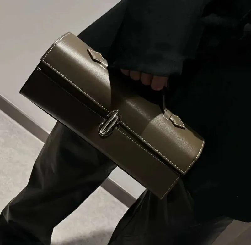 Brand Genuine Leather Tote New Women's Simple Handbag Small Square Baguette Bags High Quality Savette Symmetry Slim Bag_voghion.com