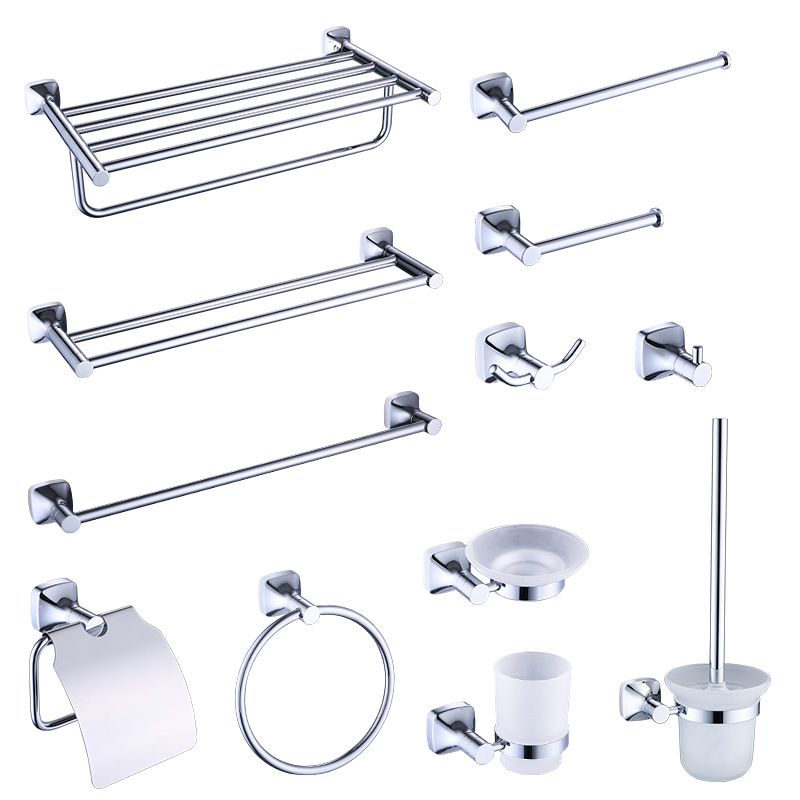 Chrome bathroom towel rack towel bar single rod bathroom storage rack hanging rack bathroom light luxury style towel rack_voghion.com