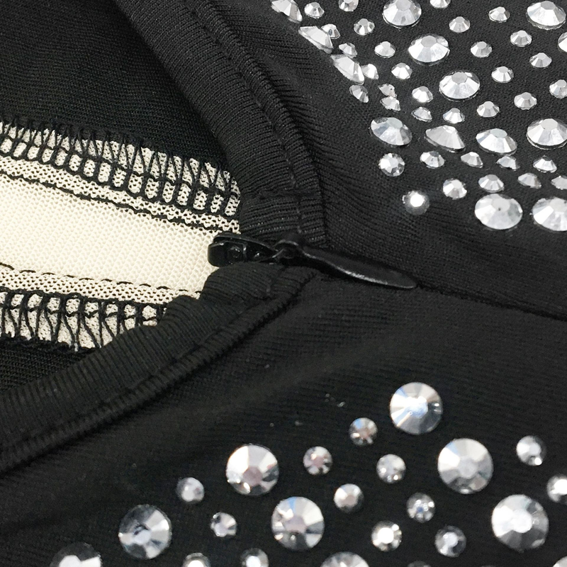 Abbigliamento da donna bretelle alla moda abito sexy con diamanti caldi con scollo a V attillato per le donne_voghion.com