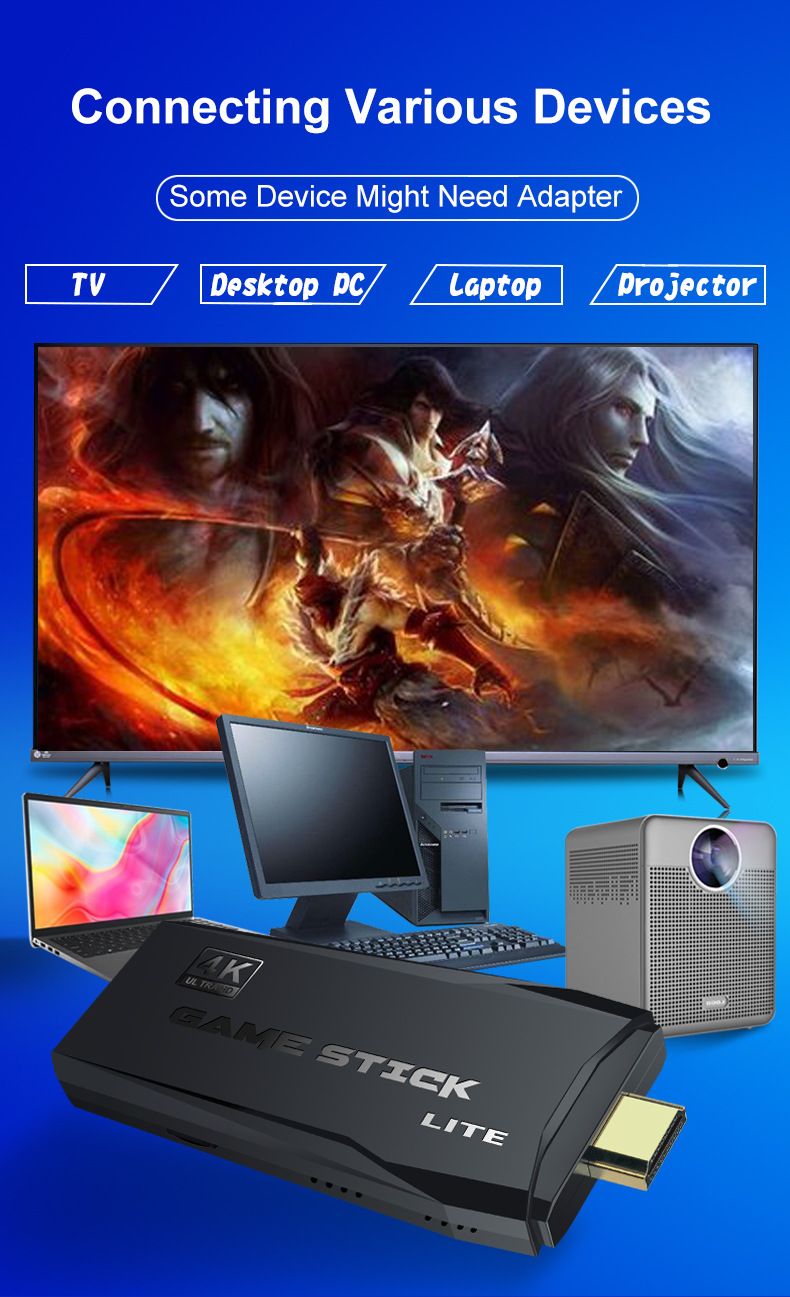New 4K HD Home TV Connected Game Console Dual Wireless Joysticks Arcade Classic FC Games Nostalgic_voghion.com
