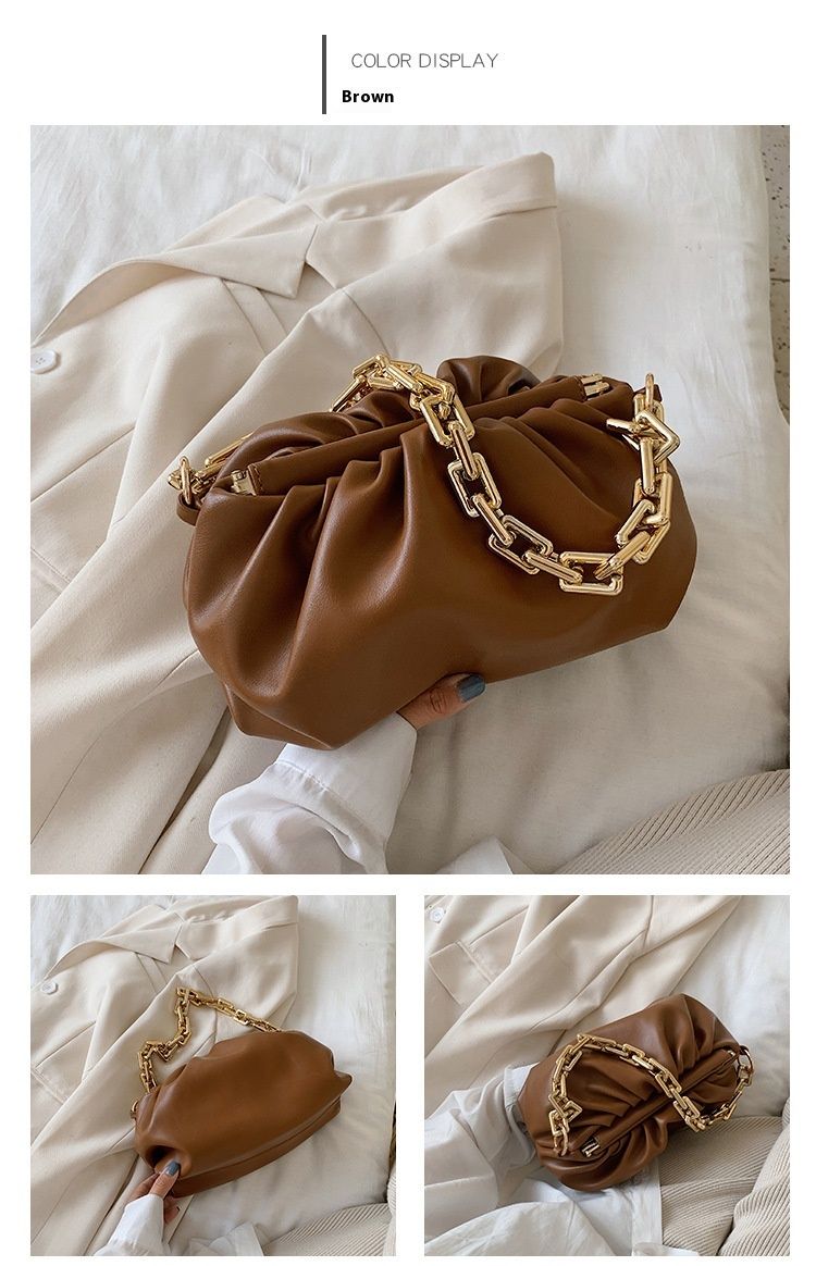 2024 New Cloud Women's Korean Edition Casual Simple Fashion Shoulder Bag Chained Handbag_voghion.com