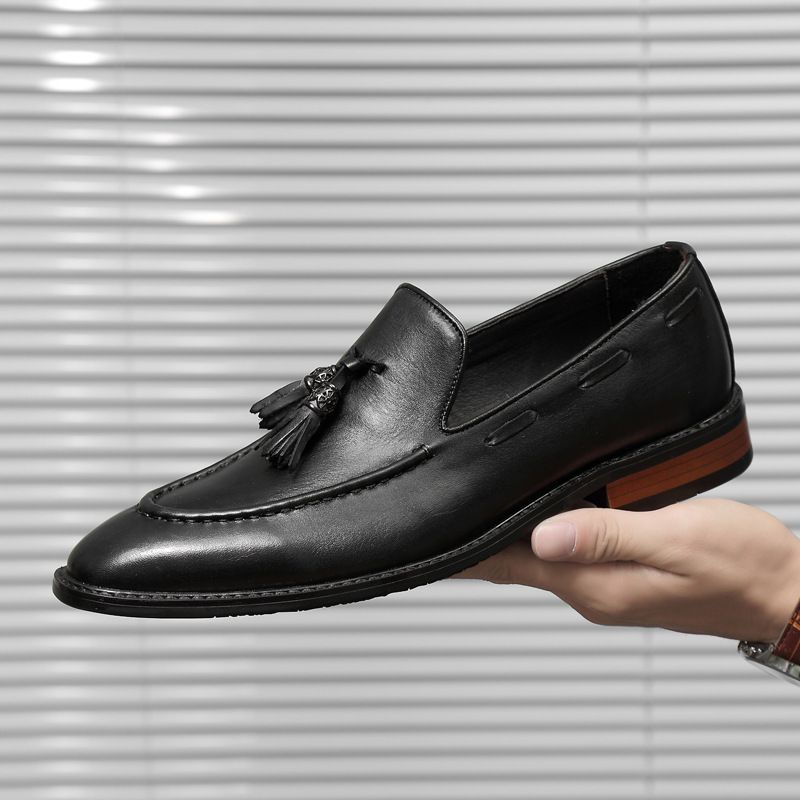 Adatto a tutte le stagioni, 9688 scarpe casual da uomo in vera pelle, basse, con nappe e punta a punta, alla moda primaverile_voghion.com