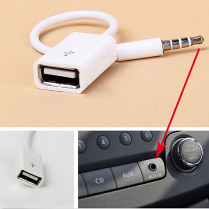 Auto MP3 Player Konverter 3,5 mm Stecker AUX Audio Jack Stecker op USB 2.0 Weiblech Konverter Kabel Adapter fir USB Accessoiren_voghion.com