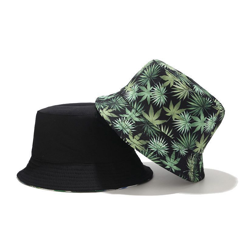 Visiera da alpinismo per esterni da donna con stampa a foglie bifacciale, cappello da pescatore, cappello da uomo per gite estive_voghion.com