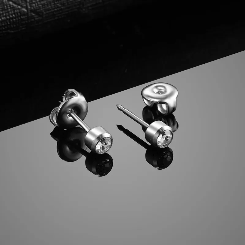 Orecchini garofano in acciaio inox per piercing alle orecchie, 2 pezzi_voghion.com