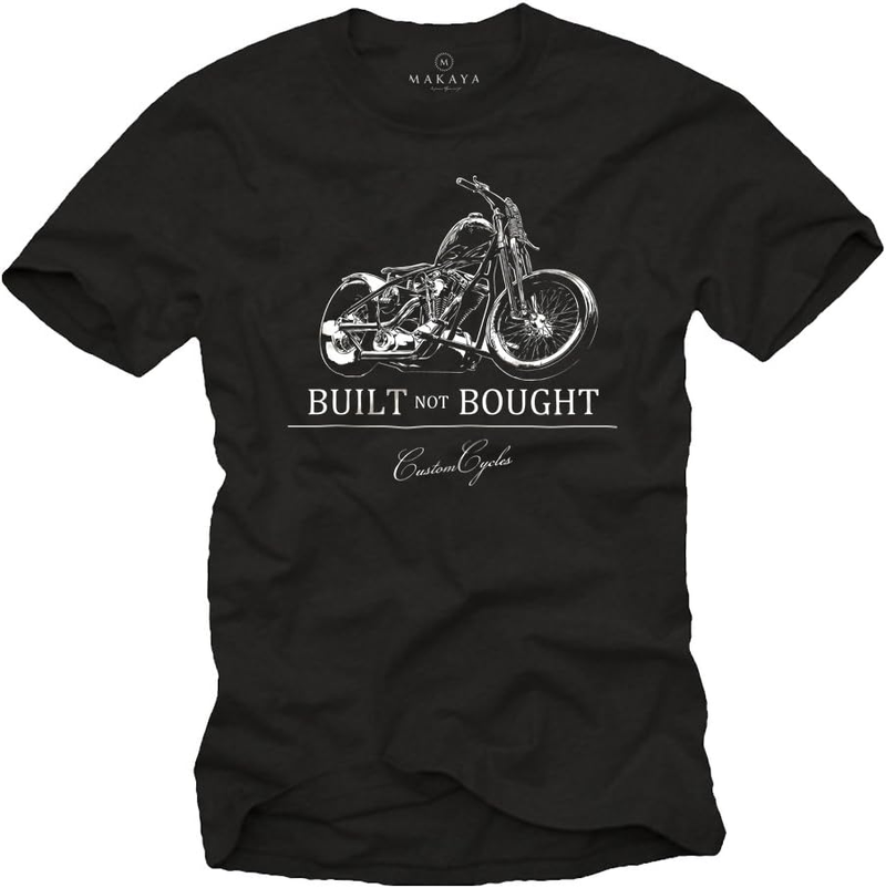 Rocker T Shirt for Motorcyclists Built Not Bought Black_voghion.com