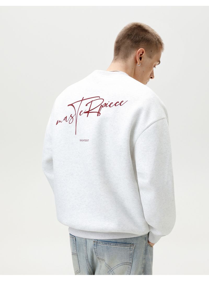 Streetwear-Sweatshirt mit Rundhalsausschnitt und kontrastierendem Buchstabendruck – Schwerer Pullover mit entspannter Passform (M–XXL, 52 % Baumwolle/48 % Polyester, Alternative zum T-Shirt mit Grafik)_voghion.com
