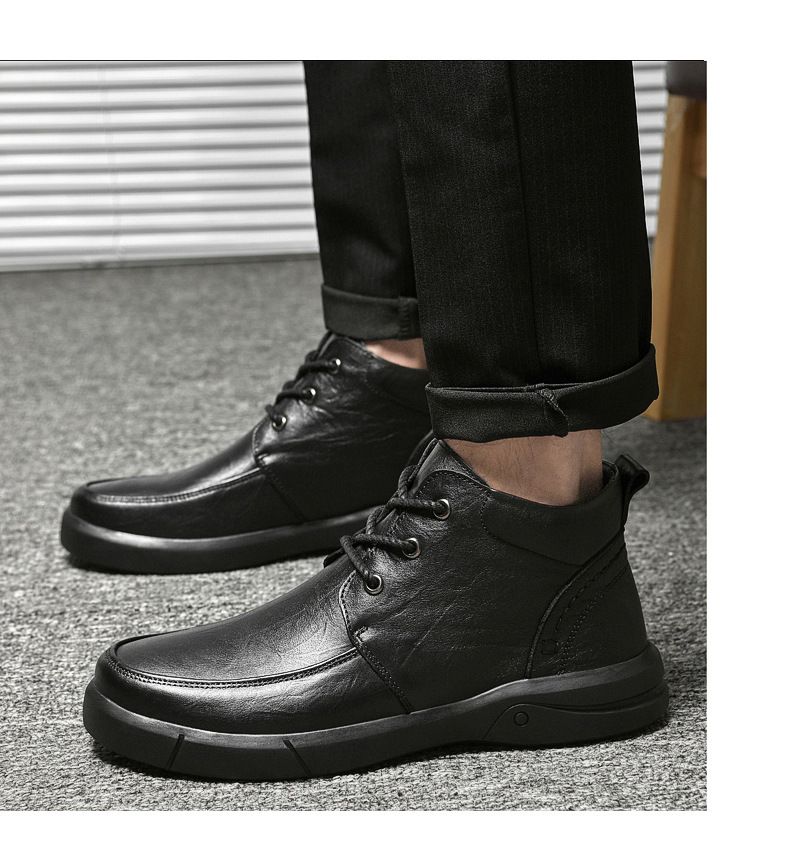 Warme, weich besohlte Martin-Stiefel, handgearbeitete Herrenschuhe für reife Herren, mittelhohe Samt-Schneestiefel, Werkzeugschuhe_voghion.com