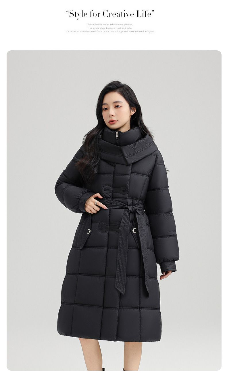 Langer Puffermantel mit Kapuze für Damen in Übergröße – Slim Fit Winterjacke mit Gürtel (M-XXXL) | Stylisch & Warm_voghion.com