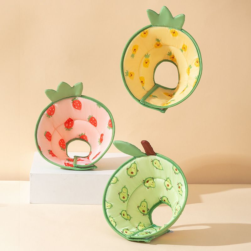 Coleira de esterilização Elizabeth Circle com estampa completa de abacaxi e frutas para cães e gatos, suprimentos para animais de estimação anti-mordidas e lambidas_voghion.com
