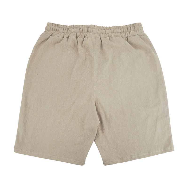 Completo da uomo in lino con camicia e pantaloncini - Completo casual estivo da spiaggia a maniche corte con vestibilità ampia_voghion.com