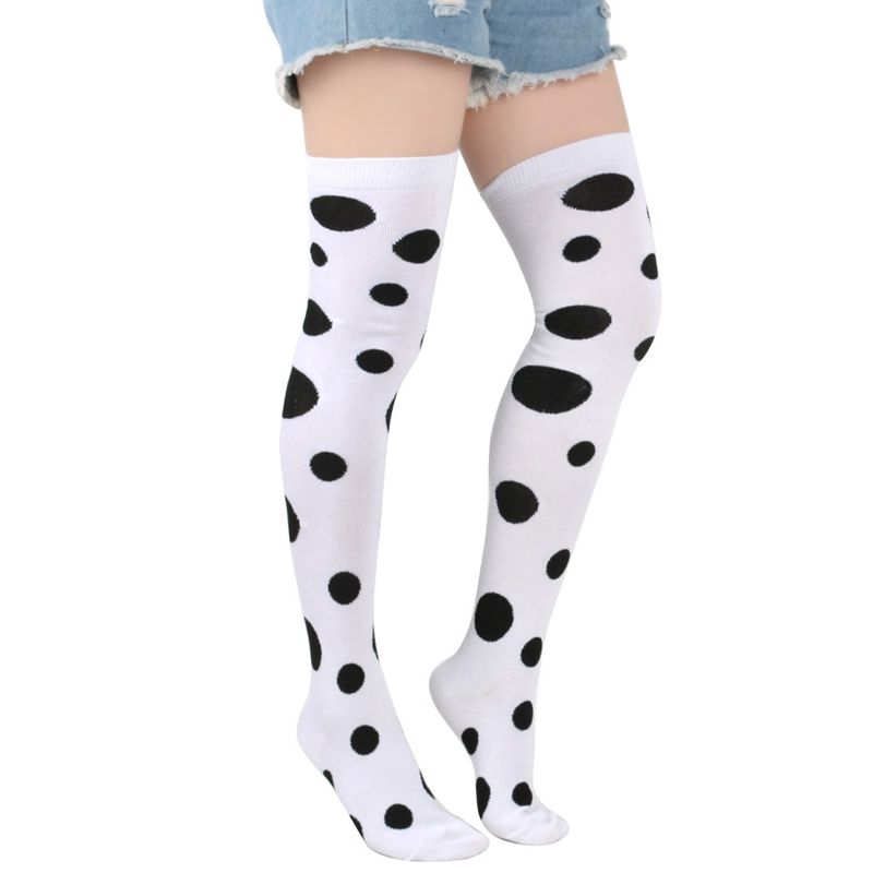 Unisex Halloween polka Dot Clown pończochy Rave Ball party wykonujący świąteczne polka dot skarpetki za kolano_voghion.com
