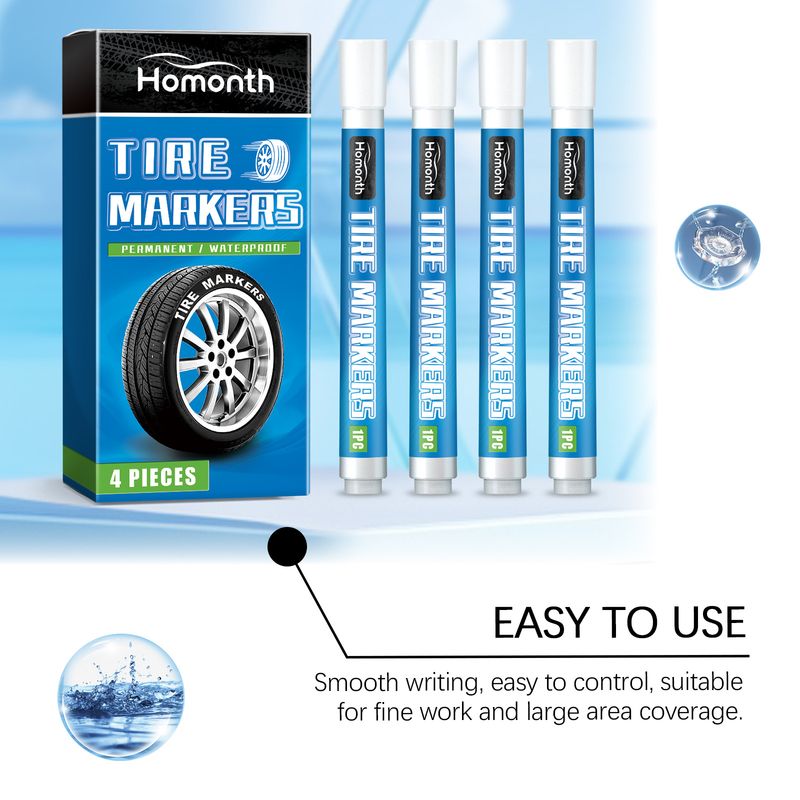 Homonth White Tire Paint Pen Car Tire Paint Pen Does Not Fade Color Creative Diy Oil Pen_voghion.com