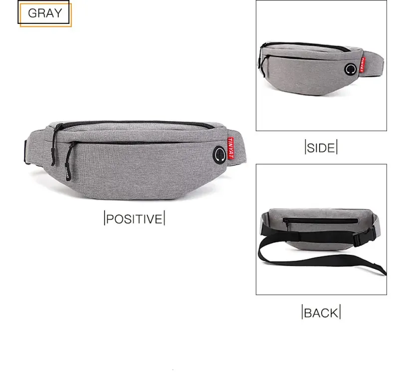 TINYAT Marsupio da uomo, borsa casual grande per telefono, marsupio da donna, marsupio da viaggio con tasche laterali a banana 250614l_voghion.com