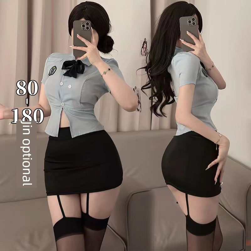 Intimates Plus Size Police Uniform Temptation Hot Bodycon Dress 2024 New Sexy Winter Campus JK Pamas_voghion.com