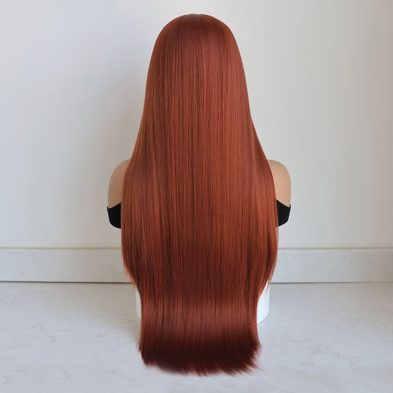 Hett såld 13x3.5 syntetisk spets fram Ws för kvinnor Sier Grey Ginger Orange 99J Bury Lång Straht Limfri Cosplay Fest Dagligen_voghion.com