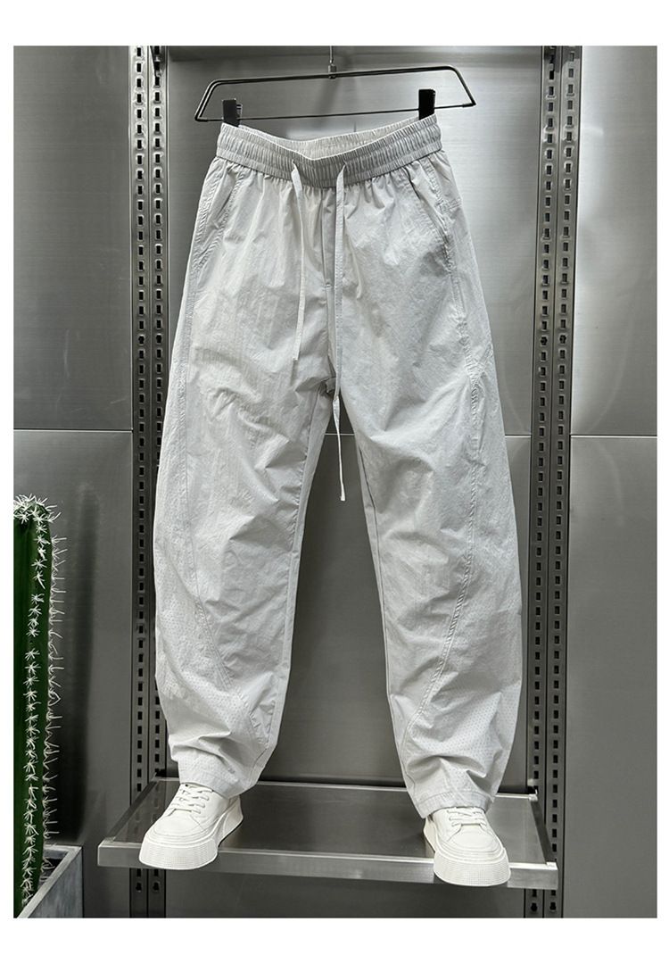 2024 Sommer Neue schnell trocknende, atmungsaktive, gerade Sport-Overalls für Herrenmode, trendige Freizeithose mit Kordelzug_voghion.com