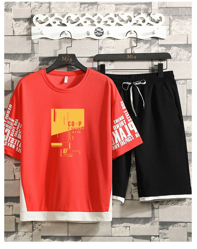 Men's Clothing Sports Suit Men's Summer Short-sleeved T-shirt Shorts Suit 2024 Korean Version Trendy Casual Student Two-piece Suit_voghion.com