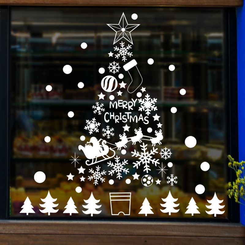 Statisch haftende Weihnachts-Fensteraufkleber – 2er-Set wiederverwendbare Weihnachtsaufkleber (30 x 43 cm) – Schneeflocken, Glocken, Ornamente für Glastüren und Fenster_voghion.com