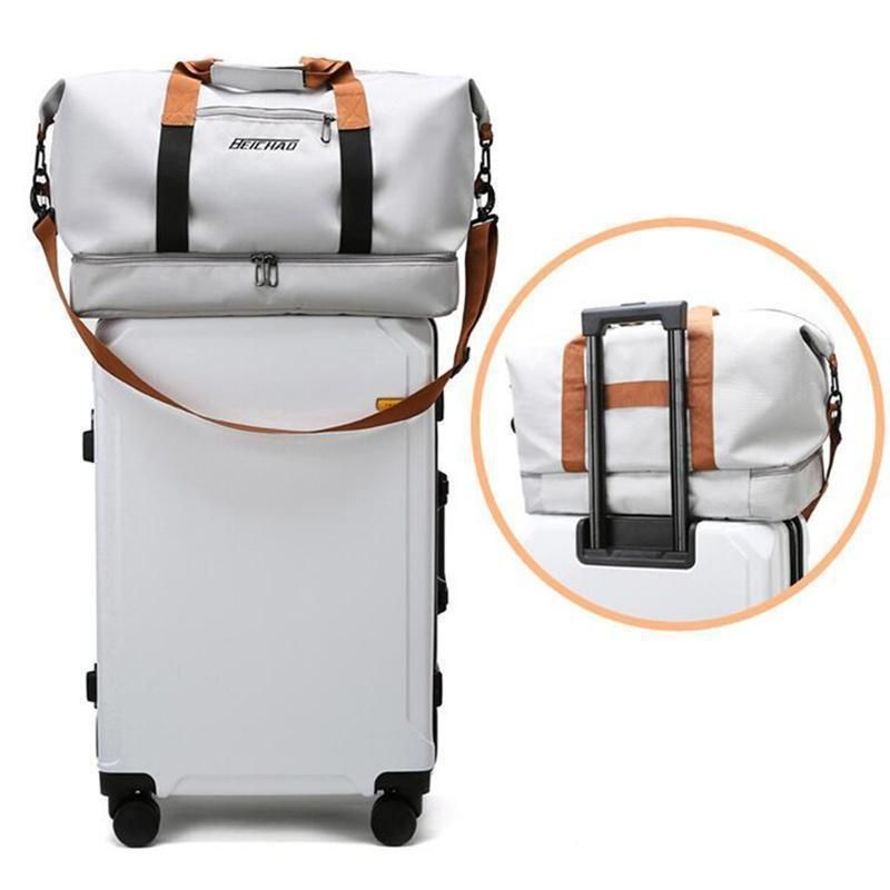 Borsa da viaggio impermeabile e resistente di grande capacità - Borsone in tessuto Oxford con separazione asciutto/bagnato, tracolla fissa in vari colori - Ideale per lo sport_voghion.com