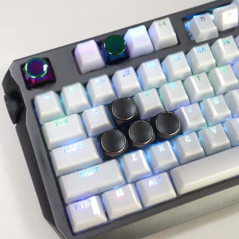 Xinweiqing 5Pcs Key Electroplated Gradient Color Ergonomic Metal Computer Mechanical Keyboard Caps with Keycap Puller_voghion.com