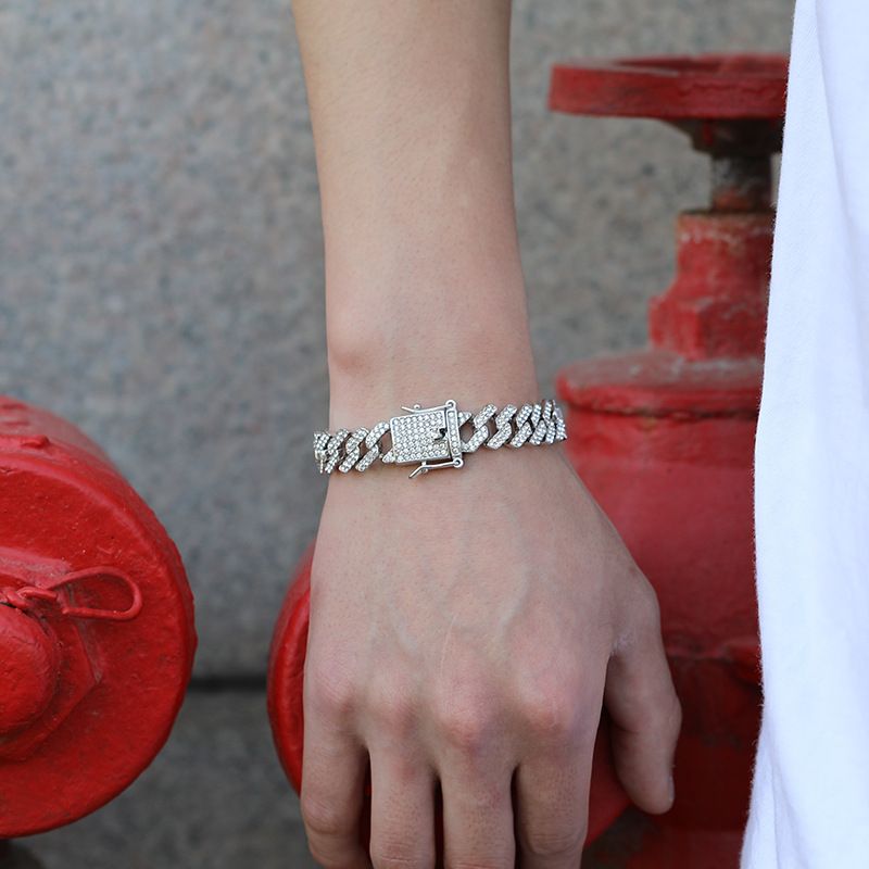 Heren- en damessieraden Hiphop Cubaanse schakelketting 12 mm volledige CZ-diamanten punk retro-stijl ketting voor streetwear punk retro-stijl hiphop sieraden_voghion.com