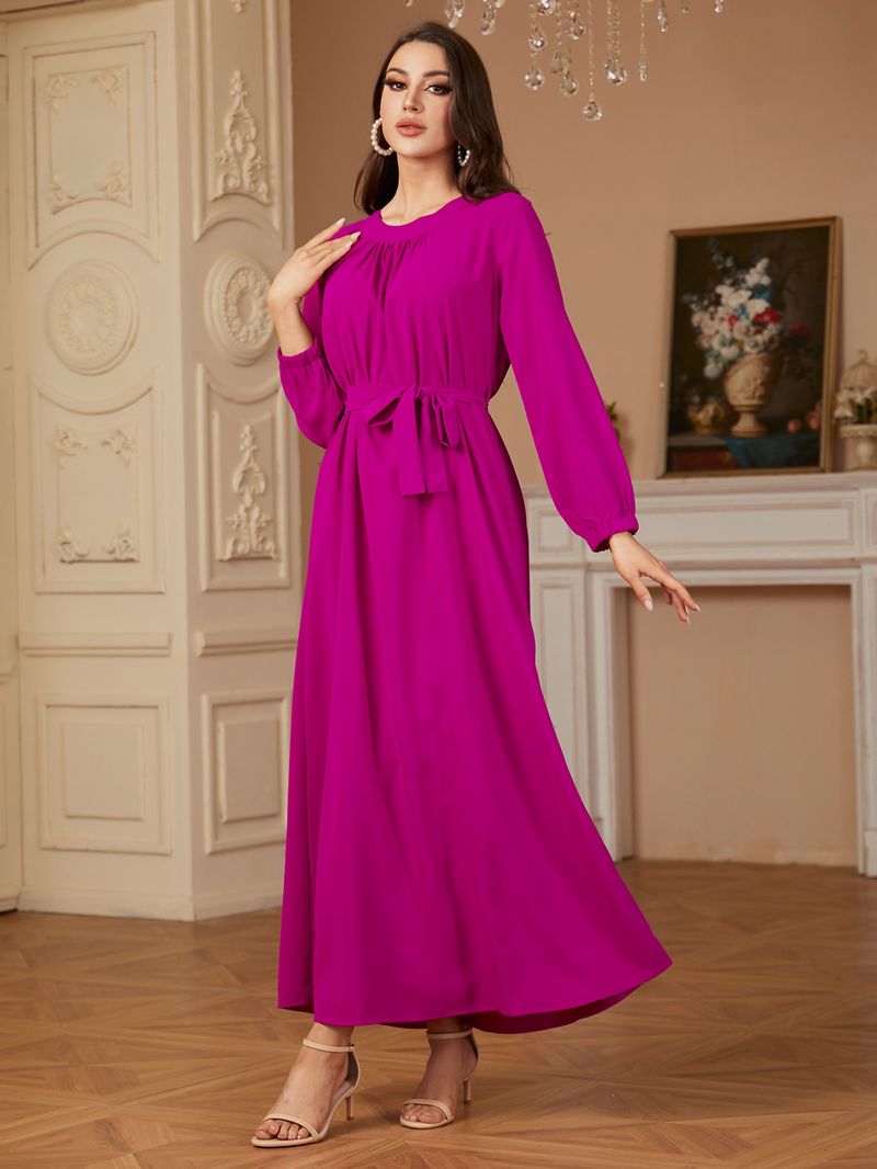 Abito lungo da donna con gonna lunga e vestibilità slim fit e dal temperamento semplice_voghion.com