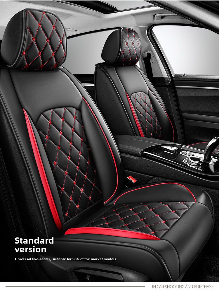 Nueva funda para asiento de coche con diseño de dibujos animados de cabeza de perro universal para las cuatro estaciones con cojín de cuero con diamantes y todo incluido de Crown_voghion.com