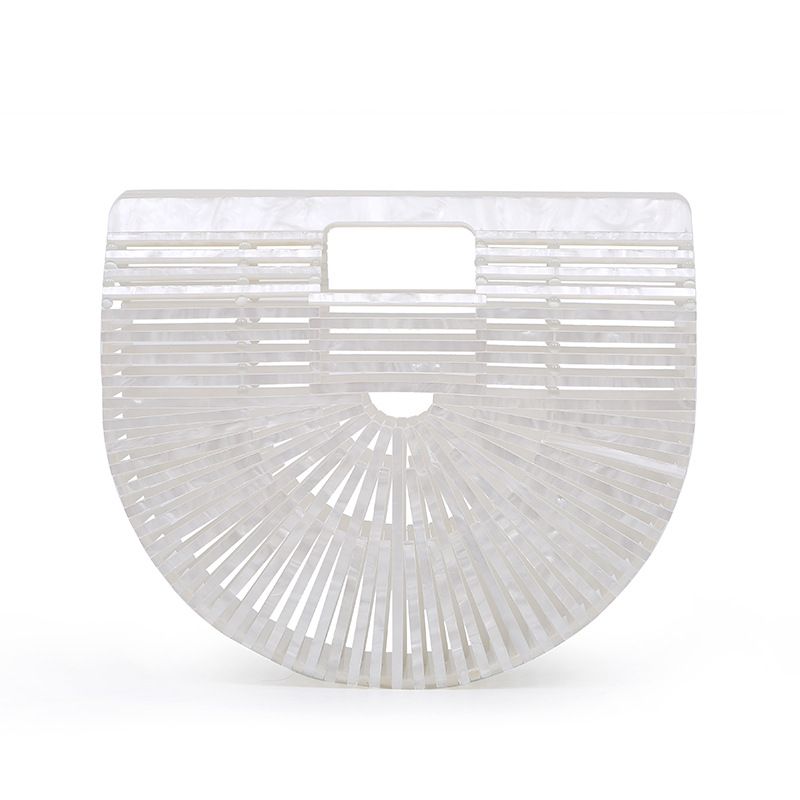 Nuova borsa da sera in acrilico intrecciata a mano creativa da donna, pochette a righe intrecciata a mano, borsa da banchetto per donna_voghion.com