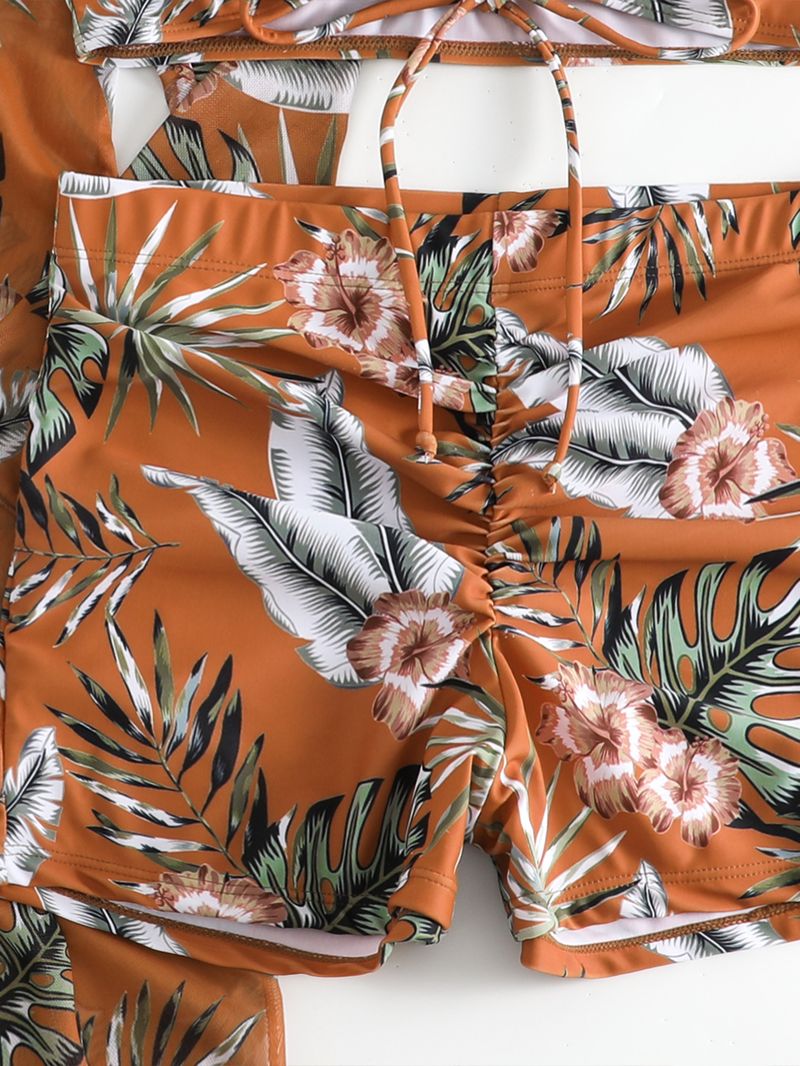 kvinders delt tredelt sæt højtaljet langærmet bluse internet berømthed snøre outfit_voghion.com