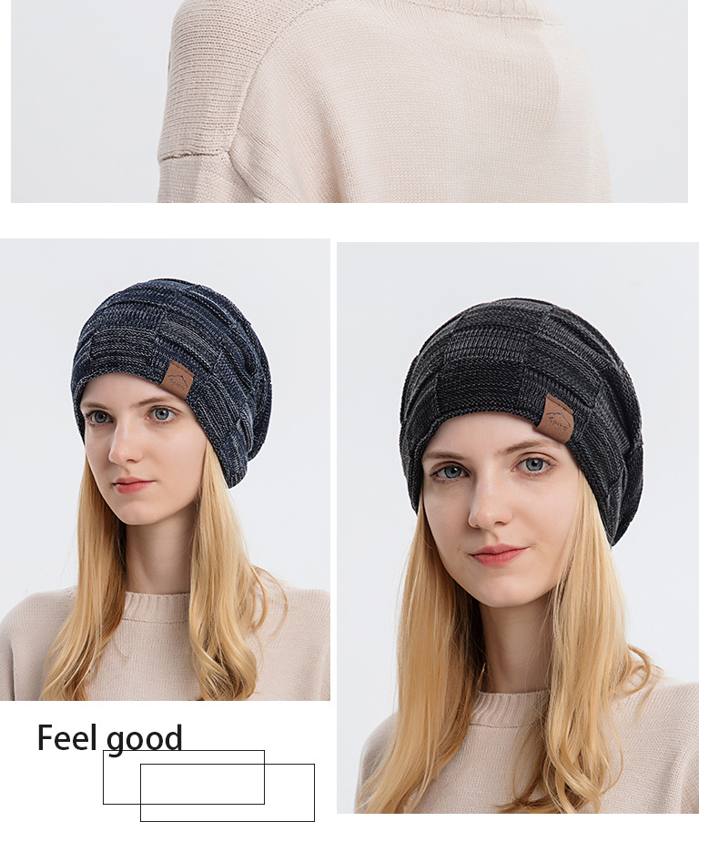 9875 Autumn/Winter Plush Mixed Color Versatile Woolen Knitted for Warm Fashion Pullover Winter Women's Hat_voghion.com