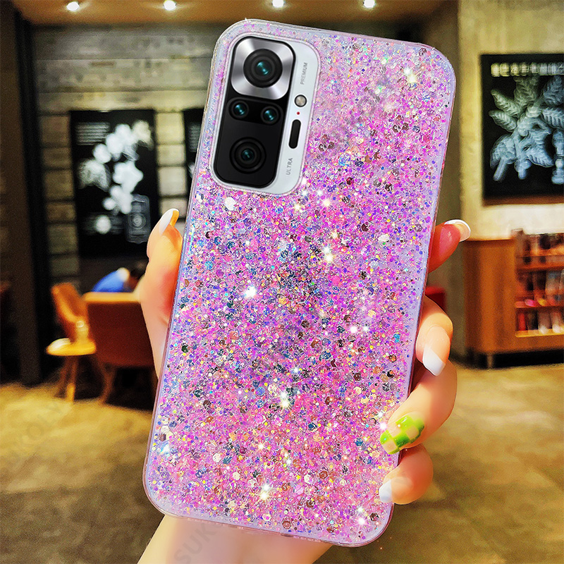 For Xiaomi Redmi Note 10 Pro Case Note 9 8 7 Pro 10S 9S 9A 9C Bling Glitter Cover Xiaomi Poco X3 F2 M3 Pro F3 Mi 11 Lite_voghion.com