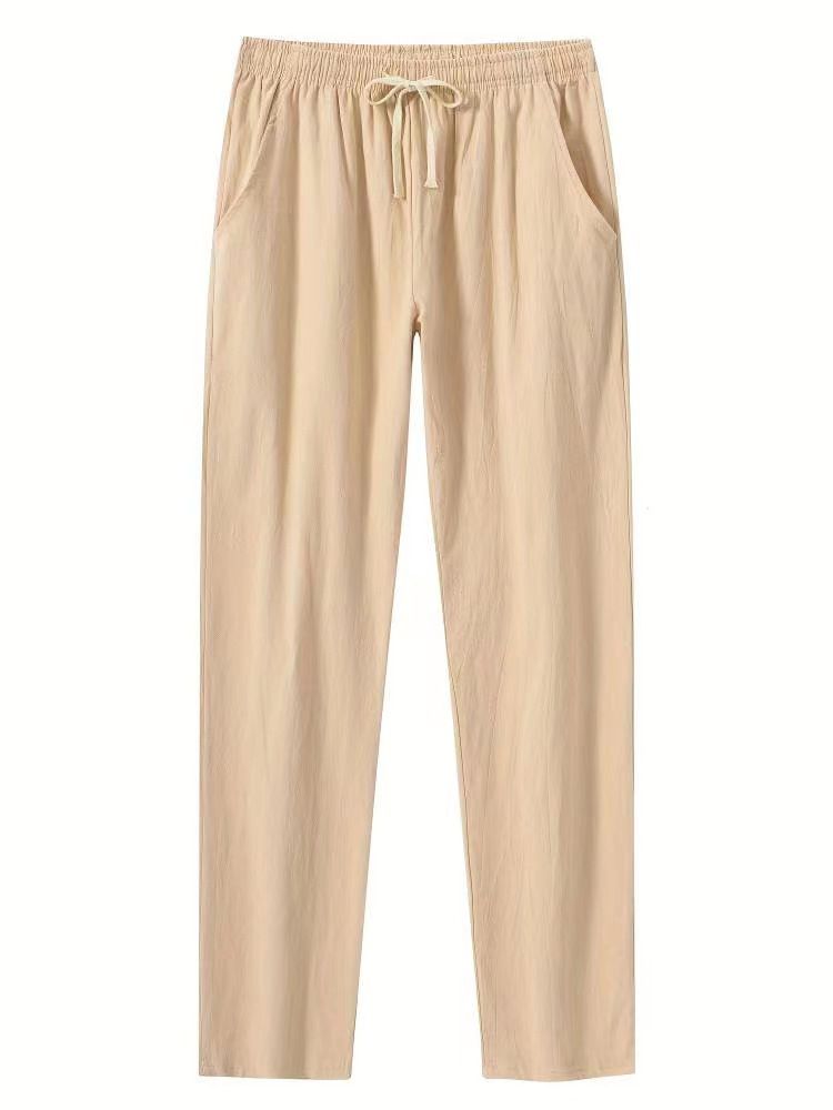 Pantaloni da jogging casual in cotone da uomo - Pantaloni traspiranti per casa e attività all'aperto (tinta unita, elastico in vita, diverse taglie, nero classico)_voghion.com