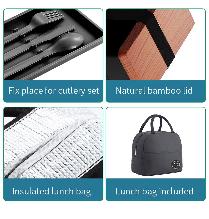 WheatMaster Bento-Box-Set mit Bambusdeckel und Suppenbecher – Umweltfreundlicher, zweilagiger, mikrowellengeeigneter Lunchbehälter mit 1000 ml Fassungsvermögen fürs Büro/Picknick_voghion.com