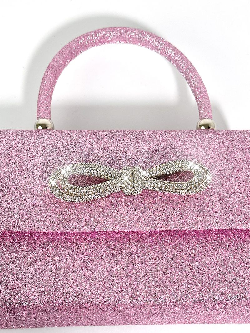 Aftonväska Glänsande Strass Rosett Handväska Glänsande Glitter Niche Casual Väska_voghion.com