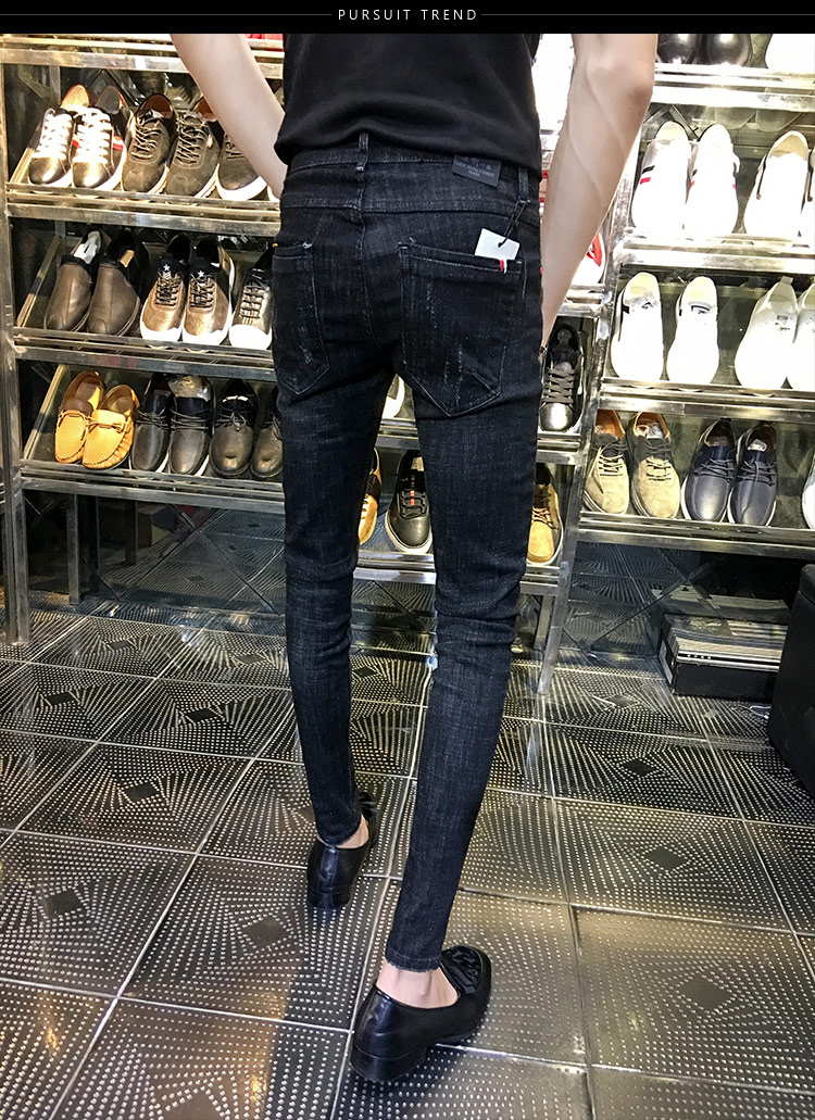 Trendige Herren-Herbst- und Winterjeans im koreanischen Stil mit schmaler Passform, Retro-Jeans mit blauen Whiskers und kleinen Füßen für Männer mit sozialem Geist und schnellen Händen_voghion.com