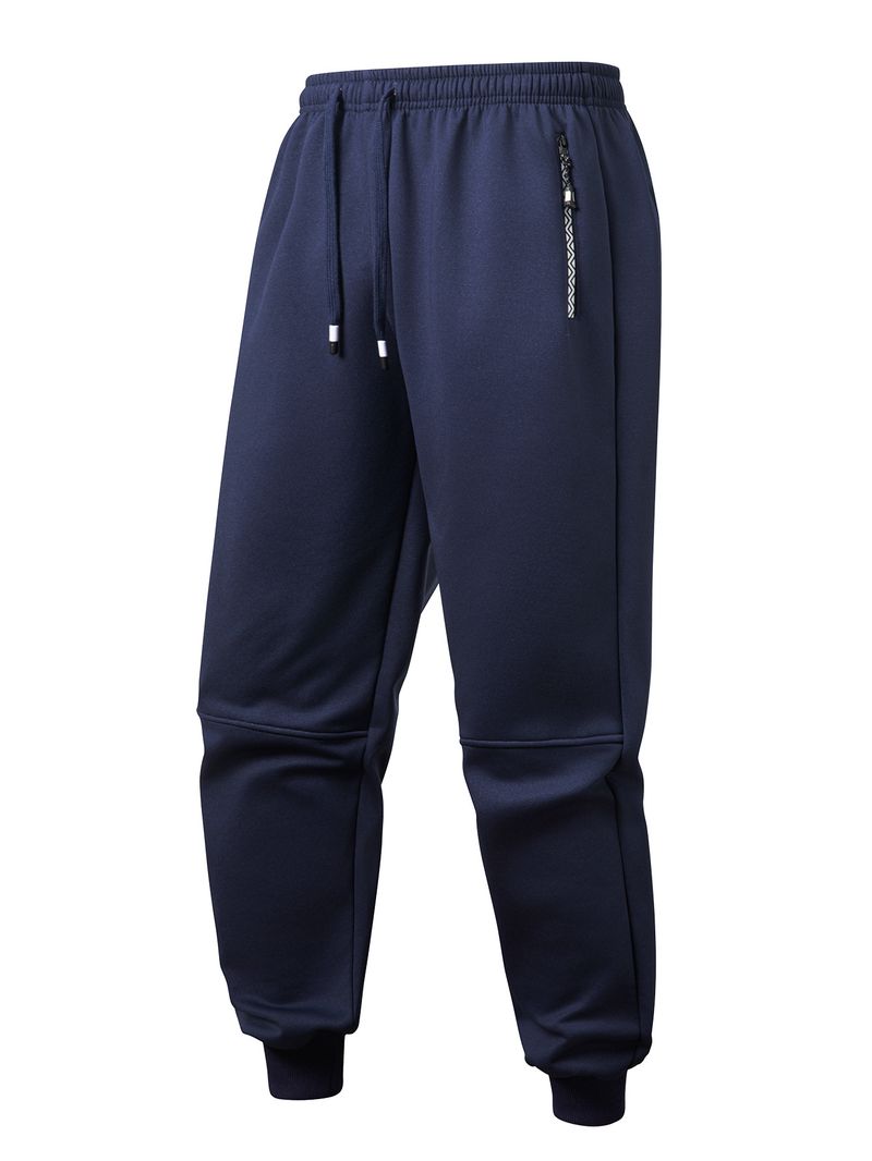 Men's Fleece-Lined Jogger Pants Winter Warm Loose Fit Elastic Waist Casual Sweatpants For Men_voghion.com