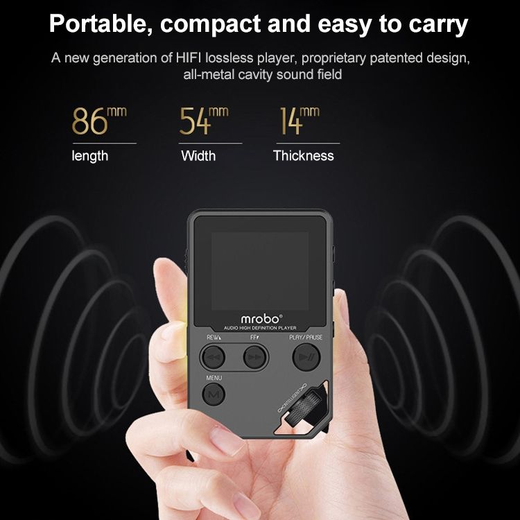 1,8 tums HIFI MP3-spelare i metall med hög ljudkvalitet, förlustfri musikspelare för instegsbruk, stöd för TF-kort/FM/e-bok, minnesstorlek: 8 GB (grå)_voghion.com