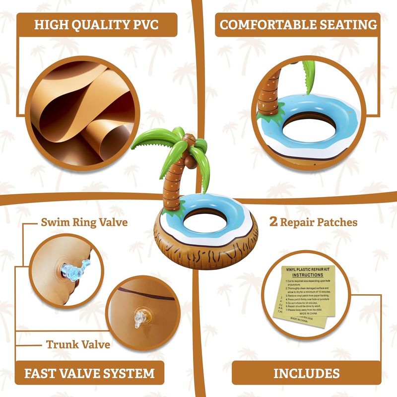 Summer Supplies Vacation Adult Pool Party Inflatable Floating Coconut Tree Swimming Ring Water Lounger_voghion.com
