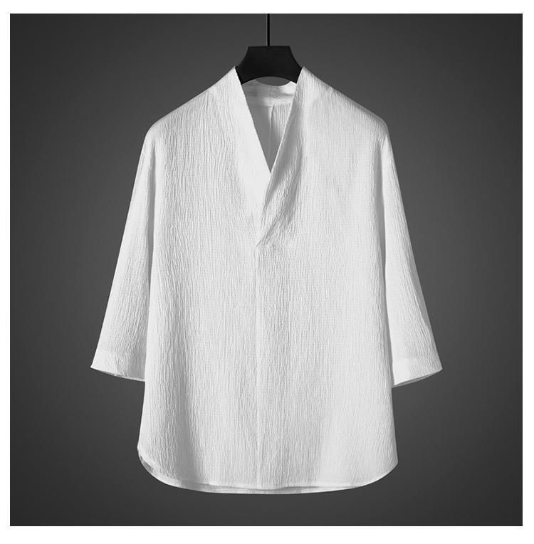 Herrenbekleidung Herren Dünnes T-Shirt Herren Kurzarm Sommer Lose Große Größe Tang-Anzug Zweiteiliger Anzug_voghion.com