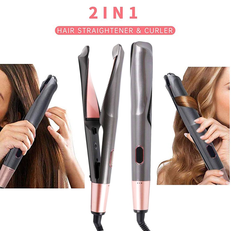 Straightener And Curler 2-in-1, Professional Negative Ion Curler, Fast Heating_voghion.com