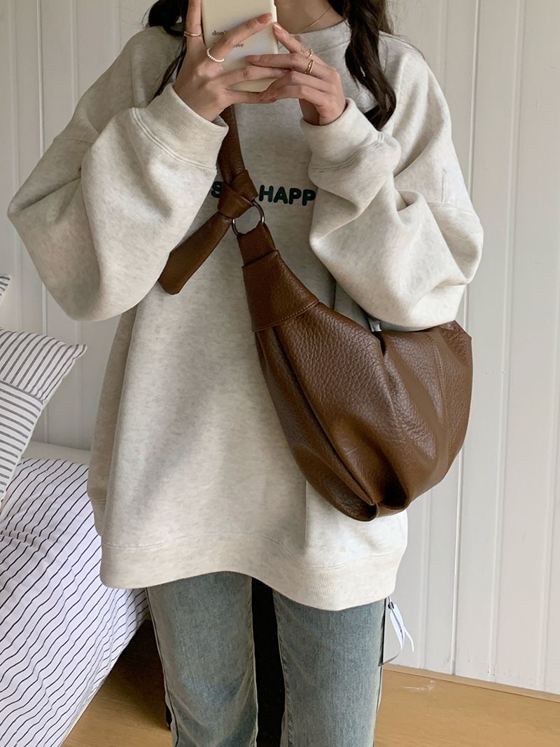 Koreanischer Instagram-Umhängetasche aus weichem Leder mit großer Kapazität, gefalteter Knödel, faul und vielseitig, lässig, zum Pendeln, eine Schulter_voghion.com