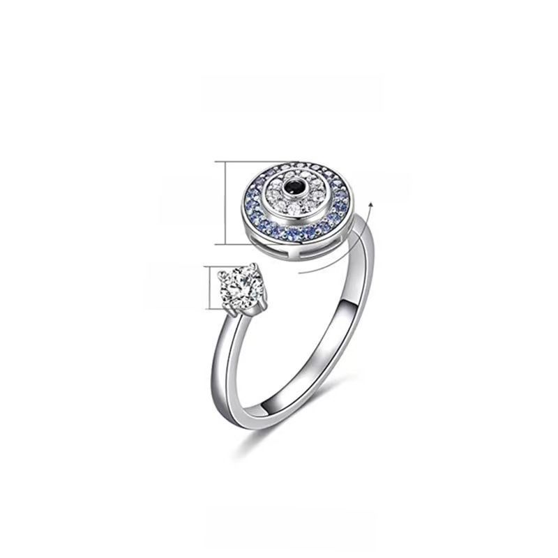 Foreign Trade European and American High-grade Sense Rotating Ring Relieving Pressure Copper Micro-inlaid Butterfly Flower Ring Rotating Ring_voghion.com