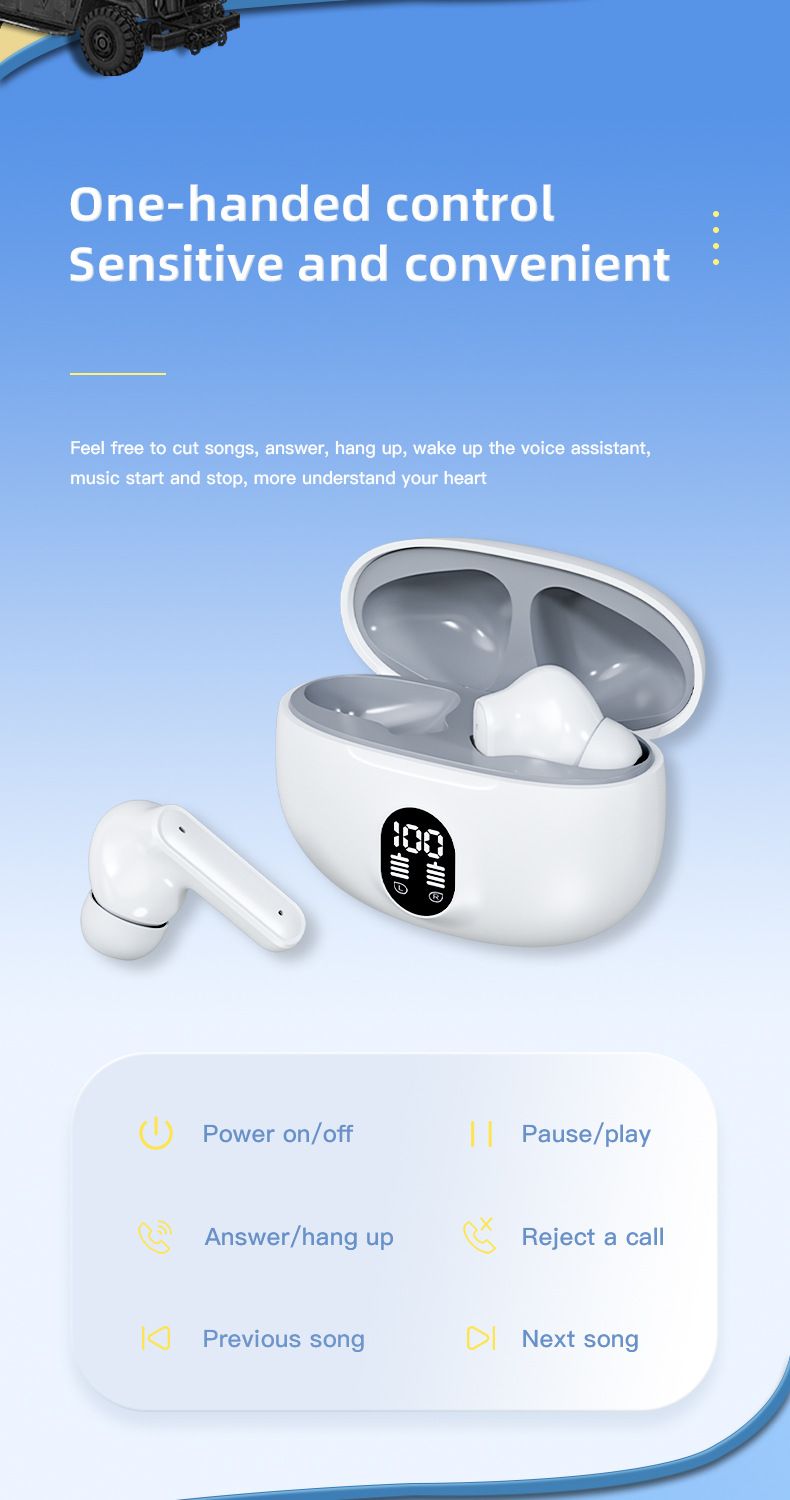 Auricolare Bluetooth in-ear wireless S510, display digitale della batteria, riduzione del rumore di alta qualità, auricolare Bluetooth 5.3 di lunga durata_voghion.com