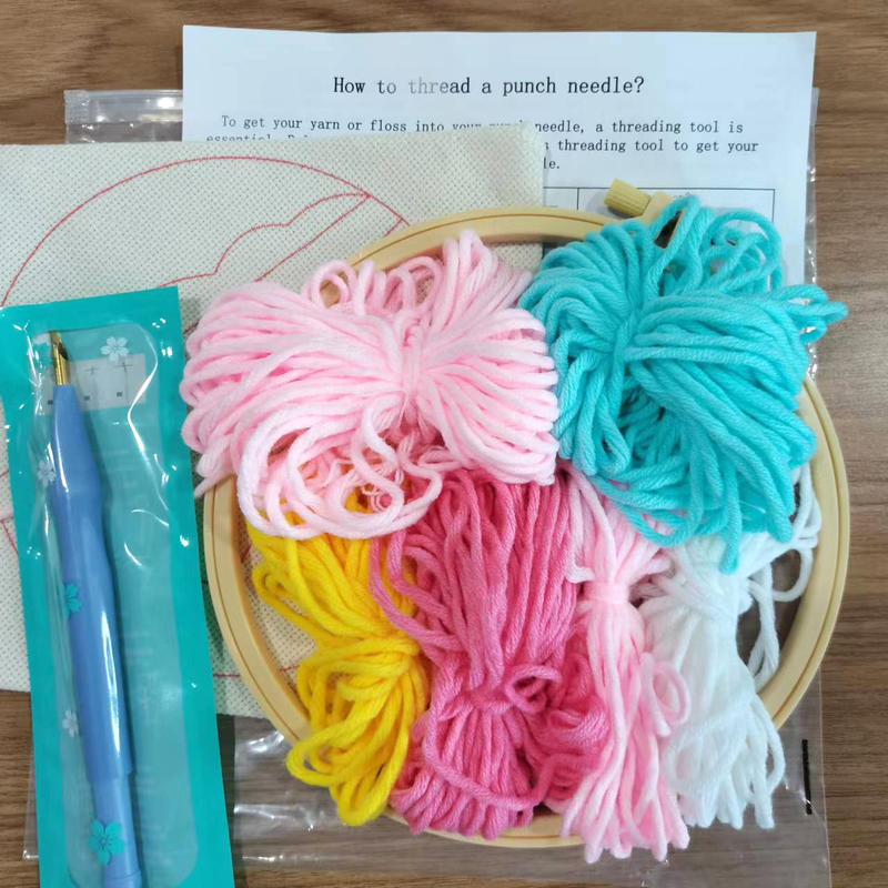 RUOPOTY Abstrakt Beach Scenery Broderi Kit Punch Needle Craft Mønster Trykt Håndarbejde Home Decoration_voghion.com