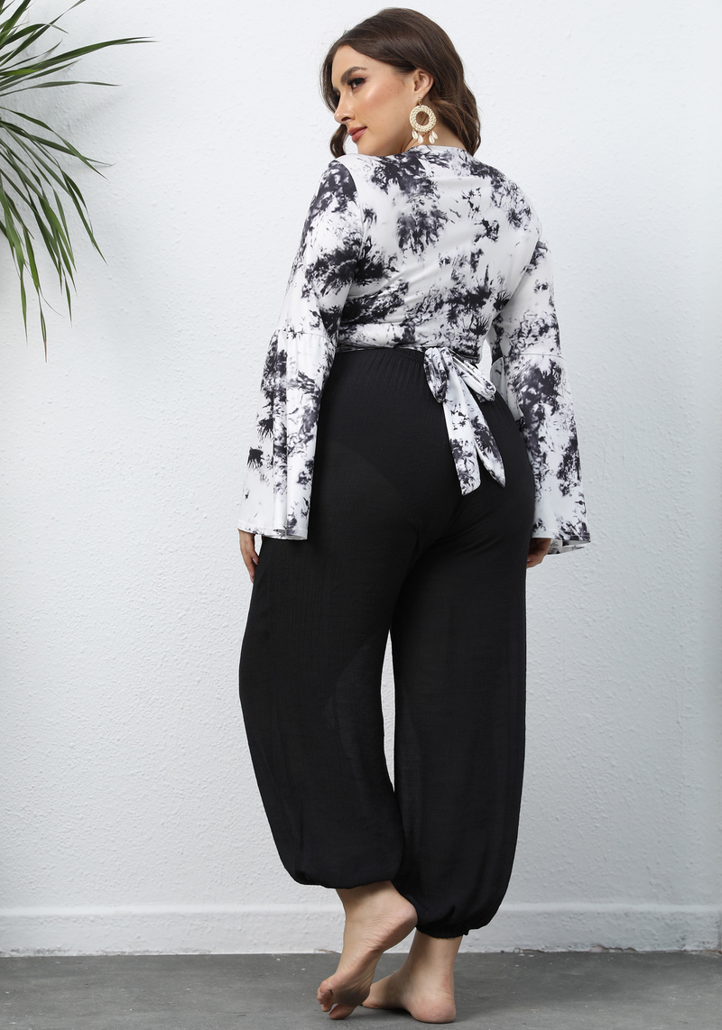 plus size Γυναικείο παντελόνι παραλίας casual φαρδύ φανάρι_voghion.com