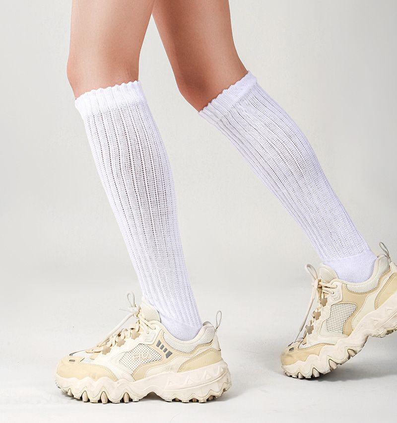 Chaussettes mi-mollet tendance pour femme, style printemps-été 2025d, quatre couleurs_voghion.com