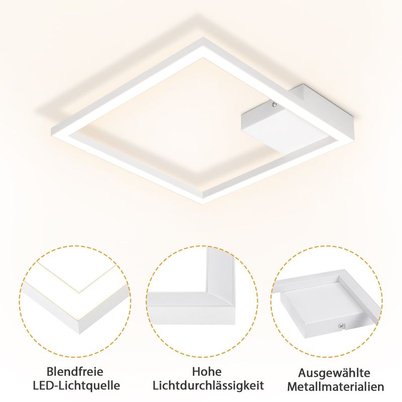Glitzerlife Deckenleuchte LED Deckenlampe Schlafzimmer - Schlafzimmerlampe 12W Wohnzimmerlampe Moderne Küchenlampe 3000K Warmweiß Flurlampe 29CM_voghion.com