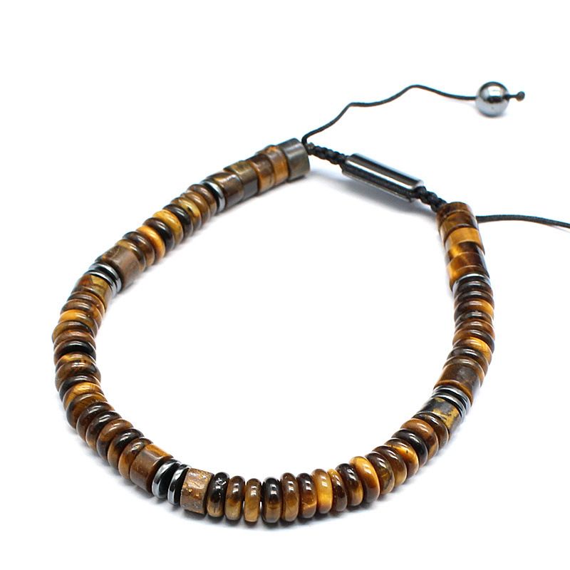 6mm Raw Stone Crystal Hand Rope For Men Ethnic Style Simple Jewelry_voghion.com